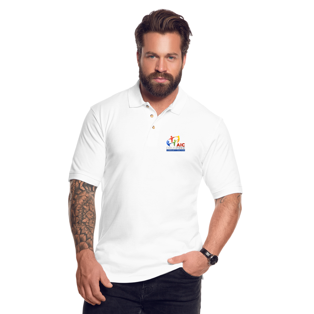 Polo Shirt for Men | 3 Colors | AIC DrugFree Community Coalition - white