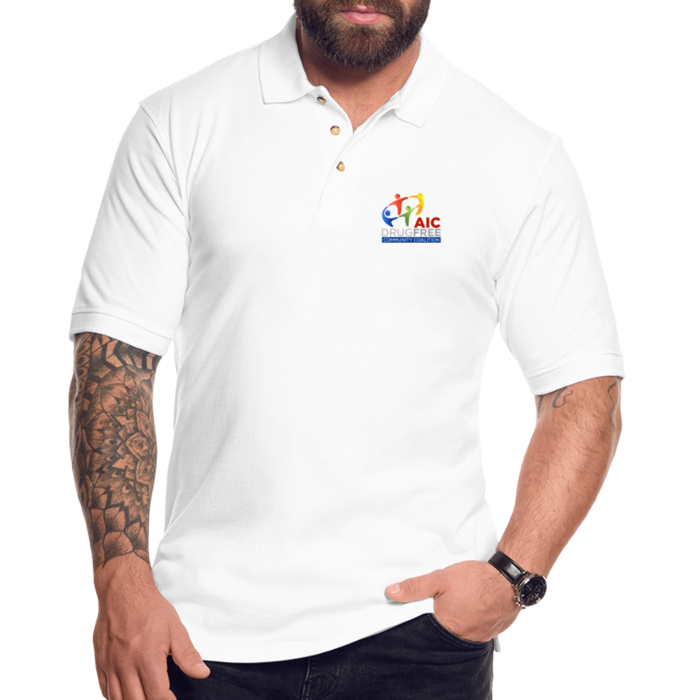 Polo Shirt for Men | 3 Colors | AIC DrugFree Community Coalition - white