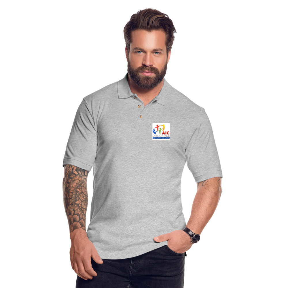 Polo Shirt for Men | 3 Colors | AIC DrugFree Community Coalition - heather gray