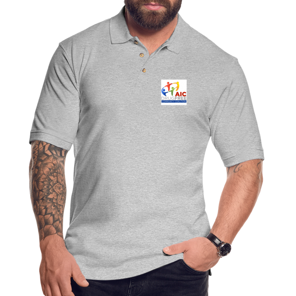 Polo Shirt for Men | 3 Colors | AIC DrugFree Community Coalition - heather gray